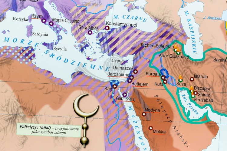 Wielkie religie średniowiecza mapa ścienna Nowa Era fragment 5