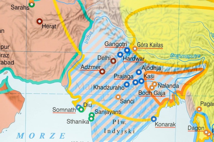 Wielkie religie średniowiecza mapa ścienna Nowa Era fragment 6