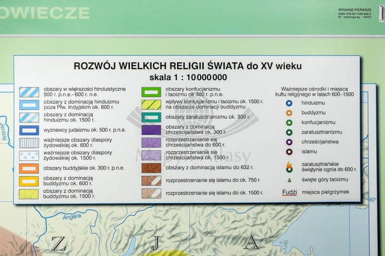 Wielkie religie średniowiecza mapa ścienna Nowa Era fragment 8