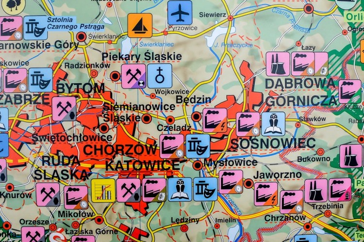 Śląsk mapa ścienna ogólnogeograficzna krajobrazowa Nowe Era fragment 11