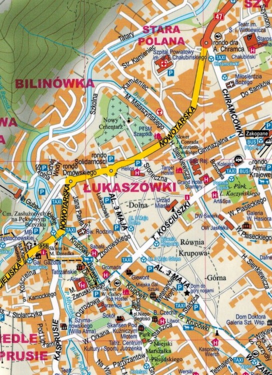 Zakopane i okolice 1:15 000. Laminowana mapa turystyczna / Plan miasta wydawnictwa ExpressMap. Fragment 1