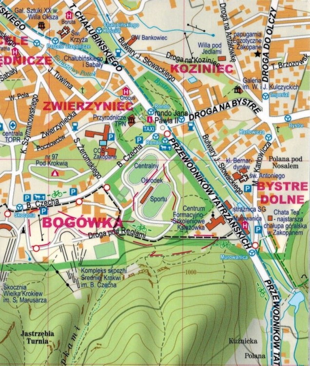 Zakopane i okolice 1:15 000. Laminowana mapa turystyczna / Plan miasta wydawnictwa ExpressMap. Fragment 2