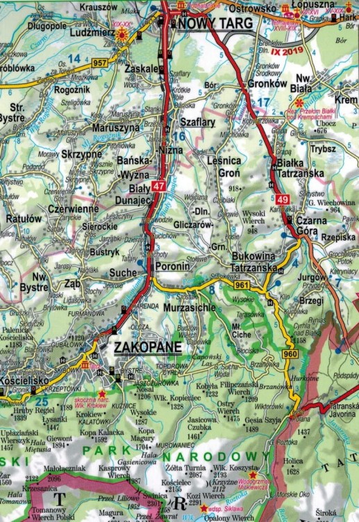 Zakopane i okolice 1:15 000. Laminowana mapa turystyczna / Plan miasta wydawnictwa ExpressMap.  Fragment Okolice