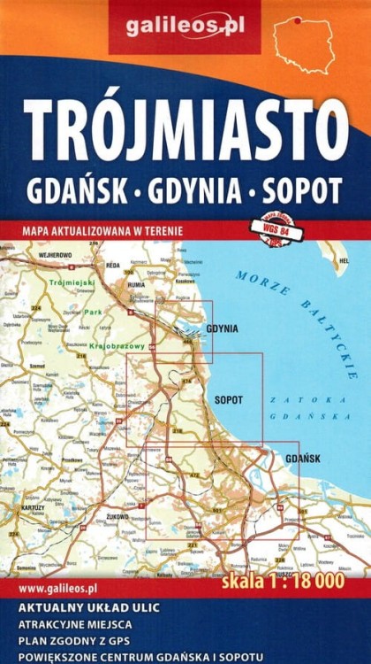 Trójmiasto. Gdańsk, Gdynia, Sopot. Mapa / Plan miasta wydawnictwa Galileos. Okładka tył
