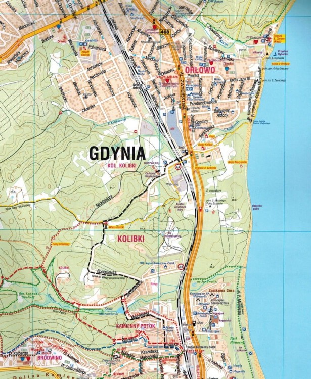 Trójmiasto. Gdańsk, Gdynia, Sopot. Mapa / Plan miasta wydawnictwa Galileos. Fragment 1