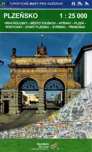 Plzensko mapa turystyczna 51 wydawnictwa Geodezie On Line. Okładka