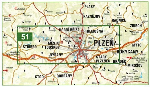 Plzensko mapa turystyczna 51 wydawnictwa Geodezie On Line. Zasięg