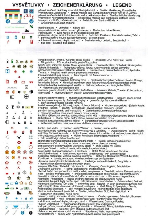 Plzensko mapa turystyczna 51 wydawnictwa Geodezie On Line. Legenda 1