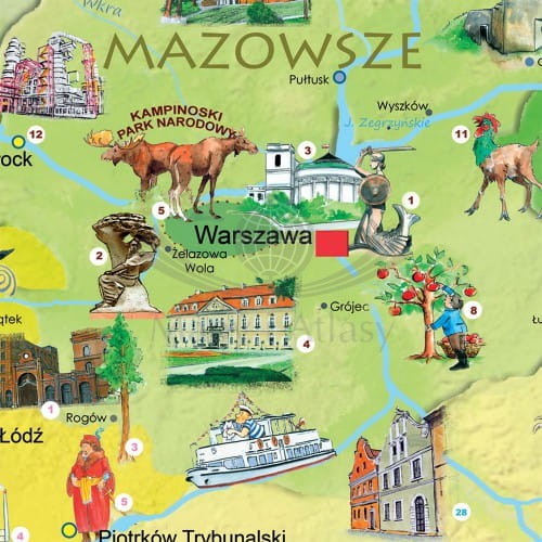 Polska Młodego Odkrywcy MIDI naklejka mapa ścienna ArtGlob fragment 2