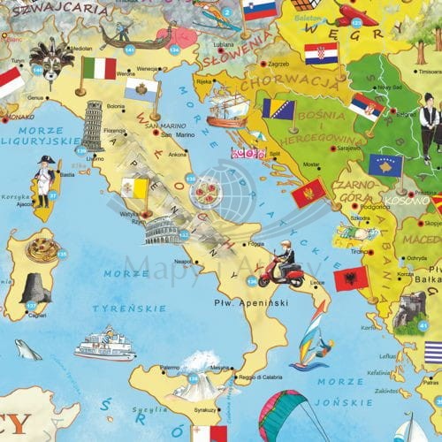 Europa Młodego Odkrywcy naklejka mapa ścienna dla dzieci ArtGlob fragment 3