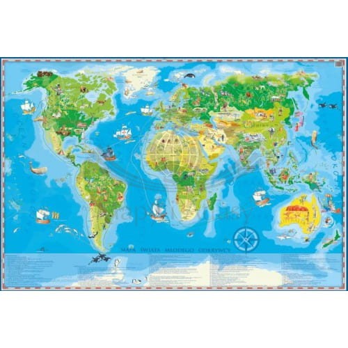 Świat Młodego Odkrywcy MIDI naklejka mapa ścienna dla dzieci ArtGlob