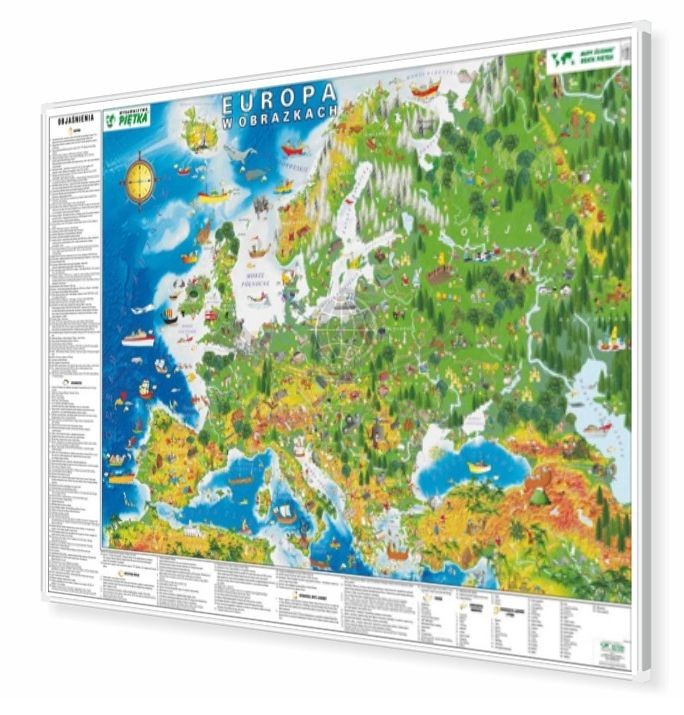 Europa w obrazkach. Mapa dla dzieci do wpinania. Rama alu SLIM