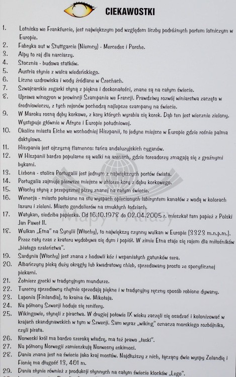 Europa w obrazkach Mapa dla dzieci magnetyczna Piętka ciekawostki