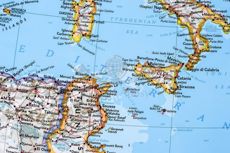 Kraje Basenu Morza Śródziemnego Mapa w ramie NG fragment 5
