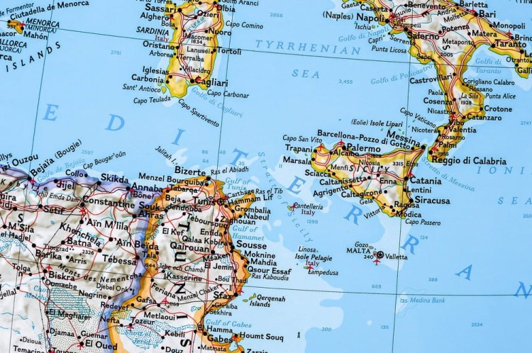 Kraje Basenu Morza Śródziemnego Mapa do wpinania NG fragment 5