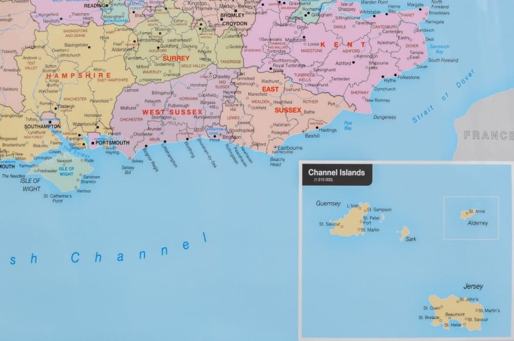 Wielka Brytania mapa ścienna administracyjna Maps International fragment 8