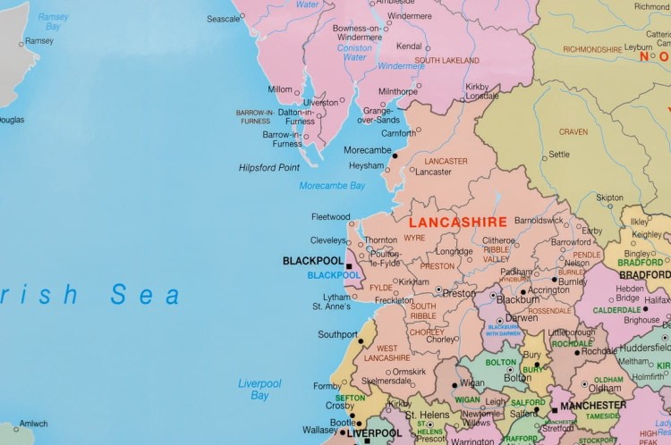 Wielka Brytania mapa ścienna administracyjna Maps International fragment 2