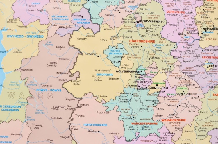 Wielka Brytania mapa ścienna administracyjna Maps International fragment 3