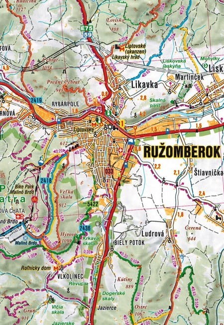 Słowacja 1:100 000. Atlas samochodowo-turystyczny wydawnictwa Freytag & Berndt.  Przykładowy arkusz 1 - fragment