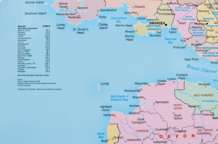 Wielka Brytania mapa ścienna administracyjna Maps International fragment 4