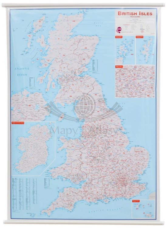 Wielka Brytania mapa ścienna kodowa Maps International