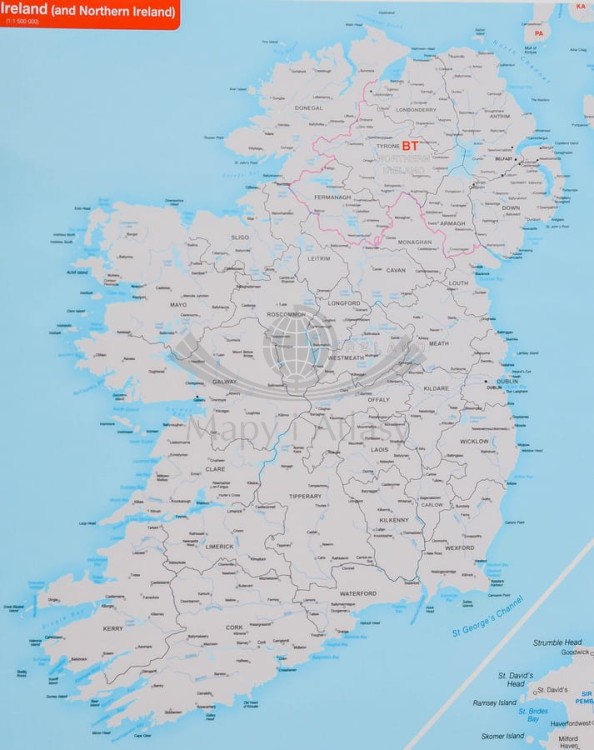 Wielka Brytania mapa ścienna kodowa Maps International fragment 8