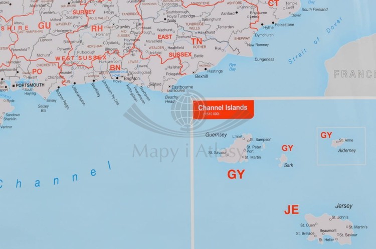 Wielka Brytania mapa ścienna kodowa Maps International fragment 7