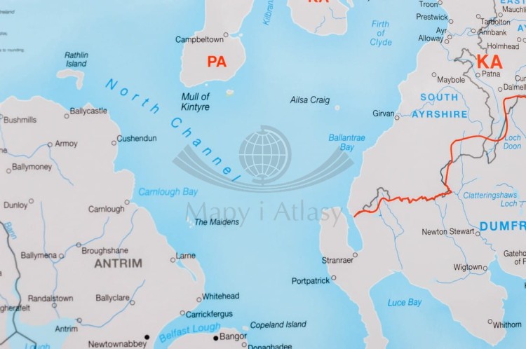 Wielka Brytania mapa ścienna kodowa Maps International fragment 2