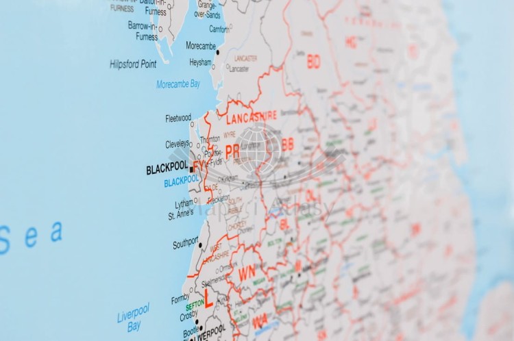Wielka Brytania mapa ścienna kodowa Maps International fragment 5