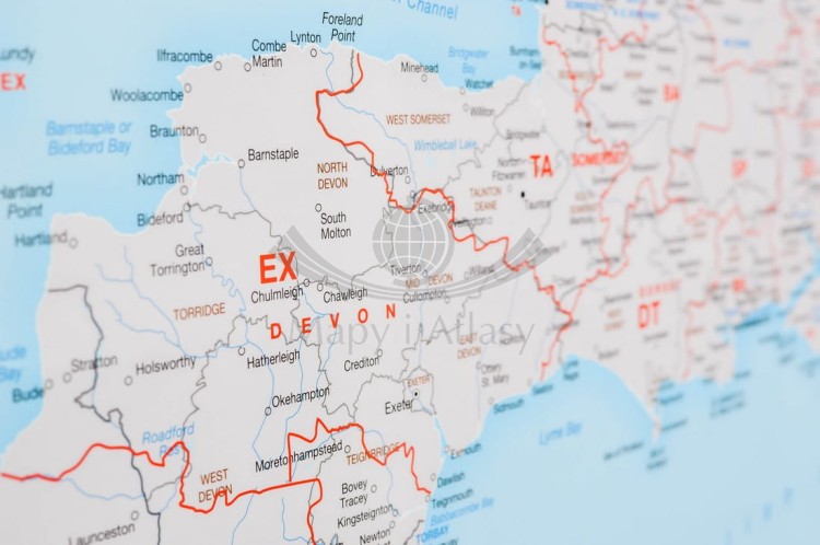 Wielka Brytania mapa ścienna kodowa Maps International fragment 6