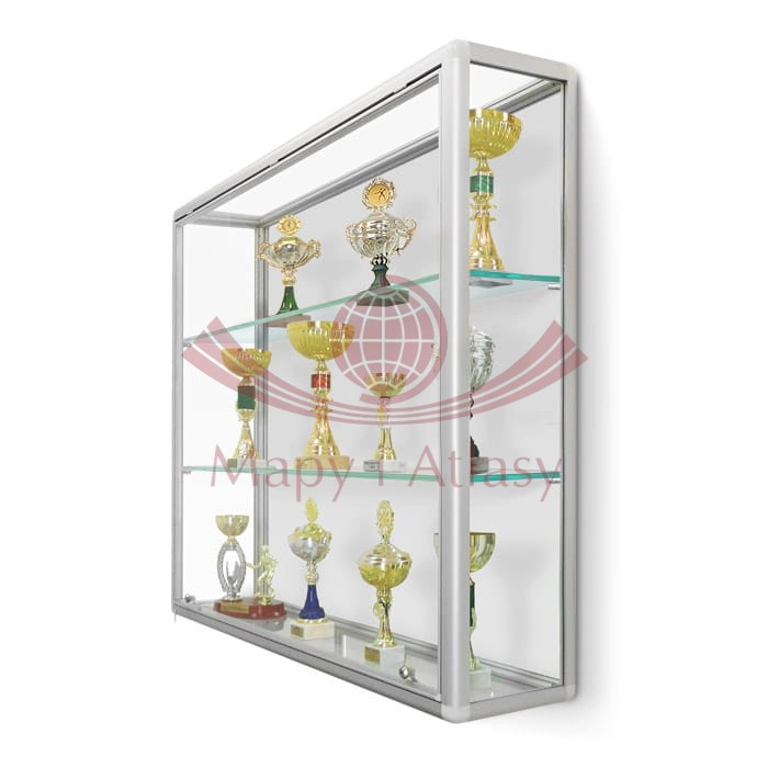 Przeszklona gablota na puchary GP-S 150 x 110 x 25 cm. 2 półki. 2 rodzaje tła