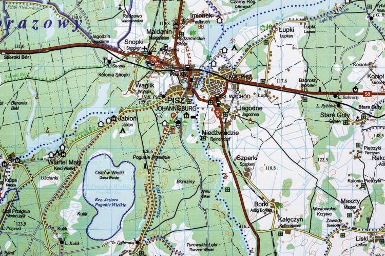 Mazury / Wielkie Jeziora Mazurskie. Mapa ścienna. Fragment 7