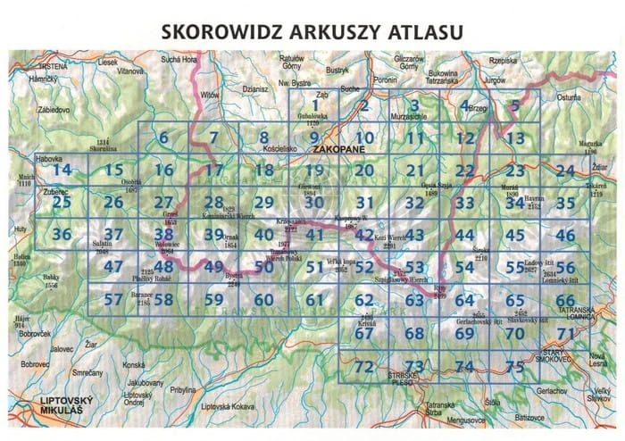 Tatry. Nowe spojrzenie na góry. Panoramy wydawnictwa ExpressMap. Skorowidz