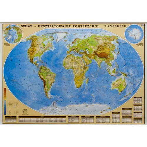 Świat 1:25 000 000 naklejka mapa ścienna fizyczna EKO-GRAF