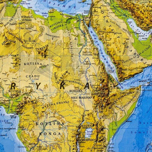 Świat 1:25 000 000 naklejka mapa ścienna fizyczna EKO-GRAF fragment 3