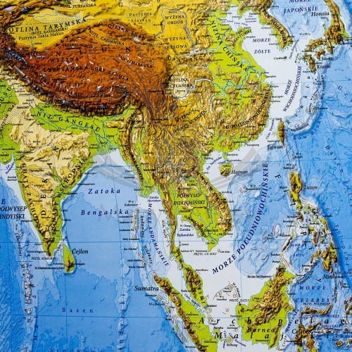 Świat 1:25 000 000 naklejka mapa ścienna fizyczna EKO-GRAF fragment 4