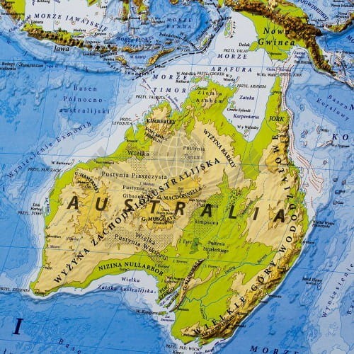 Świat 1:25 000 000 naklejka mapa ścienna fizyczna EKO-GRAF fragment 5