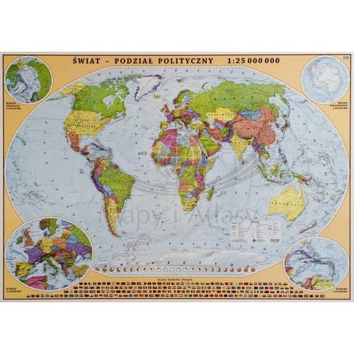 Świat 1:25 000 000 naklejka mapa ścienna polityczna EKO-GRAF