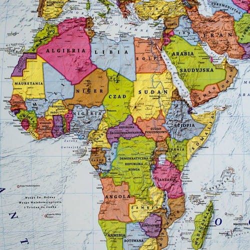 Świat 1:25 000 000 naklejka mapa ścienna polityczna EKO-GRAF fragment