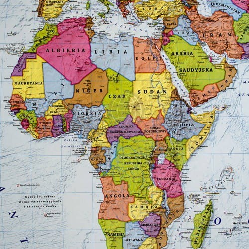 Świat 1:25 000 000 naklejka mapa ścienna polityczna EKO-GRAF fragment