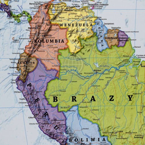 Świat 1:25 000 000 naklejka mapa ścienna polityczna EKO-GRAF fragment 4