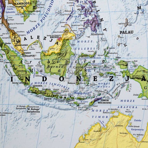 Świat 1:25 000 000 naklejka mapa ścienna polityczna EKO-GRAF fragment 5