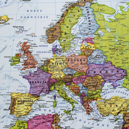 Świat 1:25 000 000 naklejka mapa ścienna polityczna EKO-GRAF fragment 6