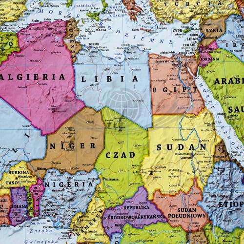 Świat 1:25 000 000 naklejka mapa ścienna polityczna EKO-GRAF fragment 7