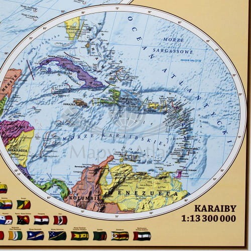Świat 1:25 000 000 naklejka mapa ścienna polityczna EKO-GRAF fragment 10