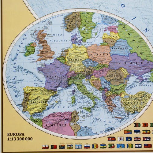 Świat 1:25 000 000 naklejka mapa ścienna polityczna EKO-GRAF fragment 9