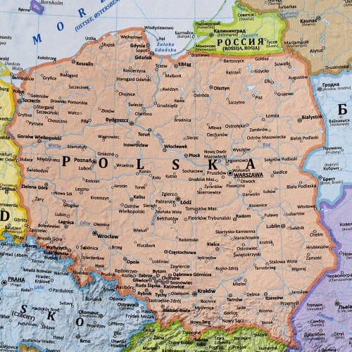 Europa 1:4 500 000 naklejka mapa ścienna polityczna fragment
