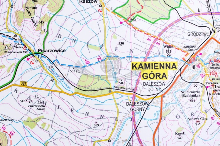 Karkonosze polskie i słowackie 1:35 000 naklejka mapa ścienna turystyczna EKO-GRAF fragment 2