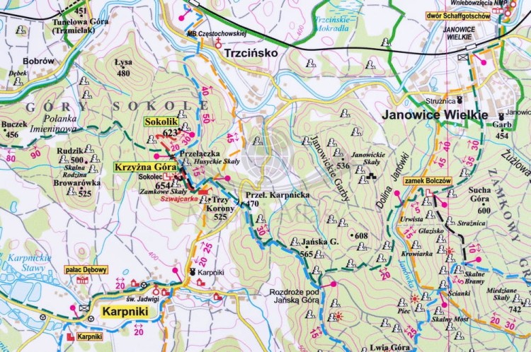 Karkonosze polskie i słowackie 1:35 000 naklejka mapa ścienna turystyczna EKO-GRAF fragment 4