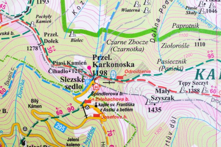Karkonosze polskie i słowackie 1:35 000 naklejka mapa ścienna turystyczna EKO-GRAF fragment 5